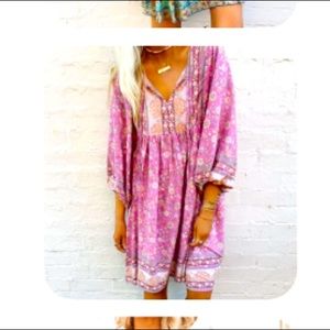 Boho pink print dress